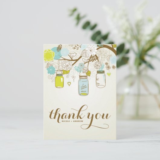 ブルー素朴&イエローメイソンJARSありがとうはがき ポストカード (スタンド正面)