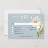 ブルー素朴&ホワイトデイジーディナー 出欠カード (正面)