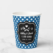 ブルー素朴I do BBQカスタムウェディングモノグラム 紙コップ (裏面)