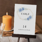ブルー結婚のテーブルカードテンプレート 招待状