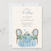 ブルー結婚のフローラガーデンの装飾 招待状 (正面)