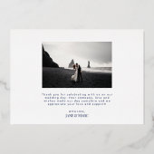 ブルー結婚のホイル2枚の写真サンキューカード 箔シーズンカード (裏面)