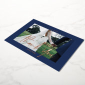 ブルー結婚のホイル2枚の写真サンキューカード 箔シーズンカード (回転した状態)