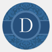 ブルー結婚のモノグラムBまたは任意の文字G404A ラウンドシール (正面)