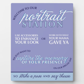 ブルー結婚の写真ブースの看板 フォトプラーク