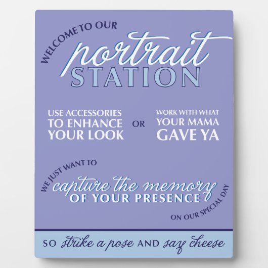 ブルー結婚の写真ブースの看板 フォトプラーク (正面)