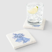 ブルー結婚の鐘 ストーンコースター (横)