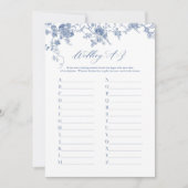 ブルー結婚のA-Zアルファベットブライダルシャワーゲームカード 招待状 (正面)