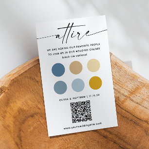 ブルー結婚イエローの衣装コードパレット+ QR エンクロージャーカード