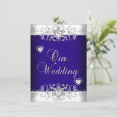 ブルー結婚ズシルバーダイヤモンドハート2a 招待状 (スタンド正面)