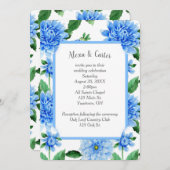ブルー結婚ズダリアウォーター色 招待状 (正面/裏面)