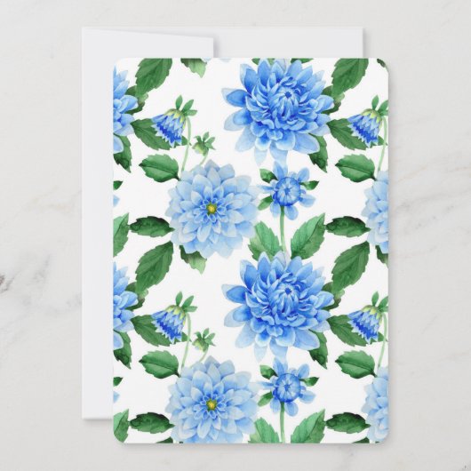 ブルー結婚ズダリアウォーター色 招待状 (裏面)