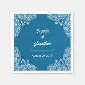 ブルー結婚ズI手描きペイズリーのナ結婚プキン スタンダードカクテルナプキン (正面)