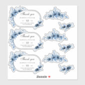 ブルー結婚フローラの感謝していステッカー シール (シート)