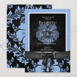 ブルー結婚フローラの書跡 招待状