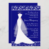 ブルー結婚ブライダルシャワー王室の招待状 招待状 (正面/裏面)