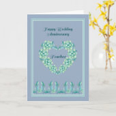ブルー結婚先生記念日カード カード (黄色い花)