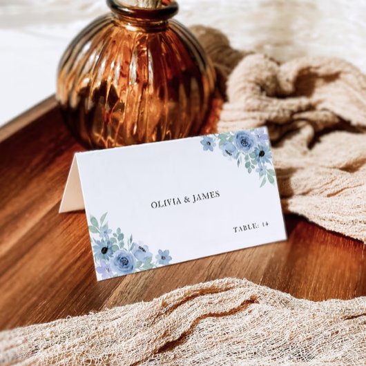 ブルー結婚座席表テンプレート エンクロージャーカード