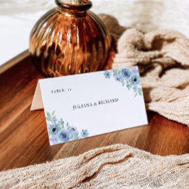 ブルー結婚式席札テンプレート エンクロージャーカード