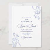 ブルー結婚式招待状 招待状 (正面)