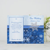 ブルー結婚式 プログラムに銀色のスノーフレーク (スタンド正面)