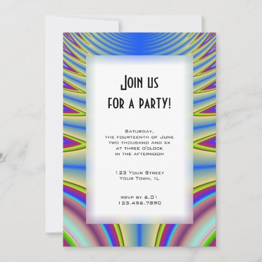 ブルー絞り染めすべての目的パーティの招待状 招待状 (正面)