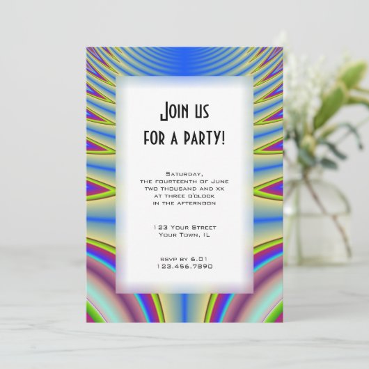 ブルー絞り染めすべての目的パーティの招待状 招待状 (スタンド正面)