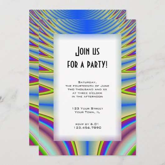 ブルー絞り染めすべての目的パーティの招待状 招待状 (正面/裏面)