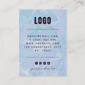 ブルー絞り染めウオーターカラーイヤリングジュエリーディスプレイ 名刺 (裏面)