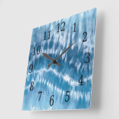 ブルー絞り染めスクエアクロック スクエア壁時計 (傾斜)