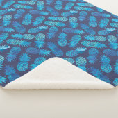 ブルー絞り染めパイナップル シェルパブランケット (3/4)