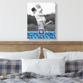 ブルー絞り染めパイナップル |モノグラムの写真 キャンバスプリント (インサイチュ (寝室))