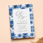 ブルー絞り染めフェスティバルベビーシャワー 招待状