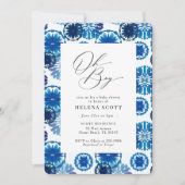 ブルー絞り染めフェスティバルベビーシャワー 招待状 (正面)