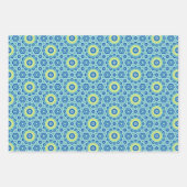 ブルー絞り染めマンダラパッターラッピング紙シート ラッピングペーパーシート (正面2)