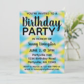 ブルー絞り染めワンフォトバースデーパーティー 招待状 (スタンド正面)