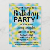 ブルー絞り染めワンフォトバースデーパーティー 招待状 (正面/裏面)