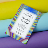 ブルー絞り染め誕生日パーティー 招待状