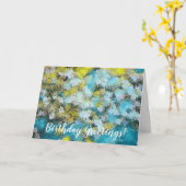 ブルー絵を描スガーデン誕生日カード カード (黄色い花)