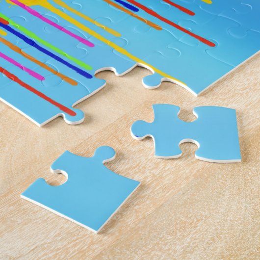 ブルー絵を描抽象芸術のシェード上のドリップス ジグソーパズル (側面)