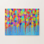 ブルー絵を描抽象芸術のシェード上のドリップス ジグソーパズル (横)