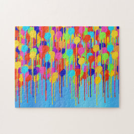 ブルー絵を描抽象芸術のシェード上のドリップス ジグソーパズル