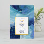 ブルー絵を描結婚式招待状フォイル招待状 箔招待状 (立ち正面)