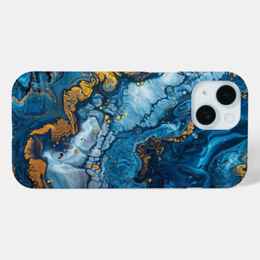 ブルー絵を描金ゴールド注注抽象芸術液体美学 Case-Mate iPhoneケース (裏面 (横))