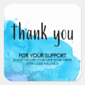 ブルー絵を描（ばちゃばちゃ）跳ねるスモールビジネスディスカウント スクエアシール (正面)