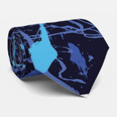 ブルー絵を描(ばちゃばちゃ)跳ねるネックタイ ネクタイ (ロール)