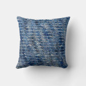 ブルー編み物ウールテクスチャ クッション (裏面)