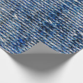ブルー編み物ウールテクスチャ ラッピングペーパー (角)