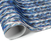 ブルー編み物ウールテクスチャ ラッピングペーパー (ロールコーナー)