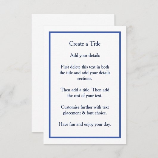 ブルー縁どクラシック結シンプル婚式の招待 招待状 (正面/裏面)